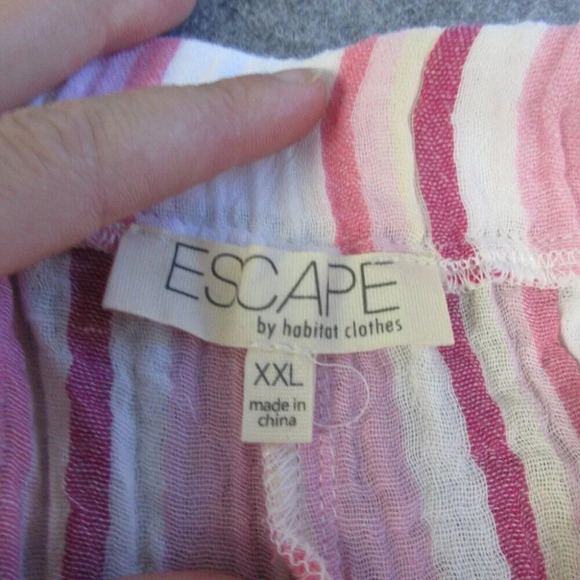Habitat Womens Pants XXL Pink Cotton Gauze Pull On Casual Stripe Wide Leg 248 - Picture 9 of 15